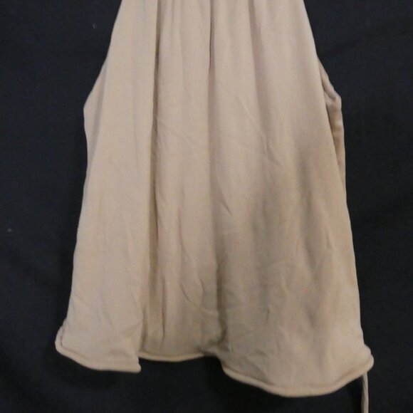 GUESS JEANS | large | Chic High Neck Caramel Sleeveless Top | Tie Up Waist - Picture 8 of 14